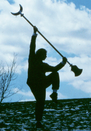 Buddha with homemade Shaolin Monk Spade